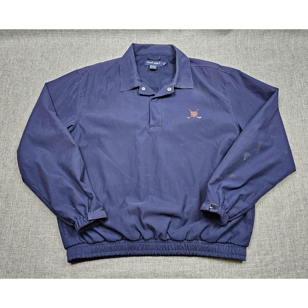 Polo Ralph Lauren Jacket Mens Medium Blue Pullover Lined Golf Windbreaker